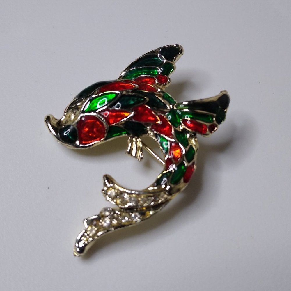 Vintage Colorful Flying Fish Brooch